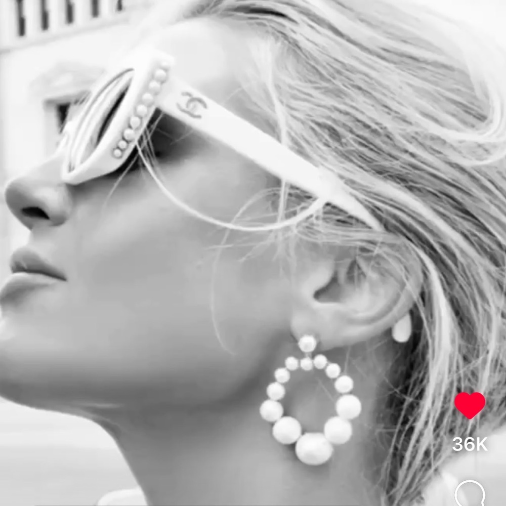 STUNNING Chanel Cat Eye Sunglasses White with Pearl detailing NWT